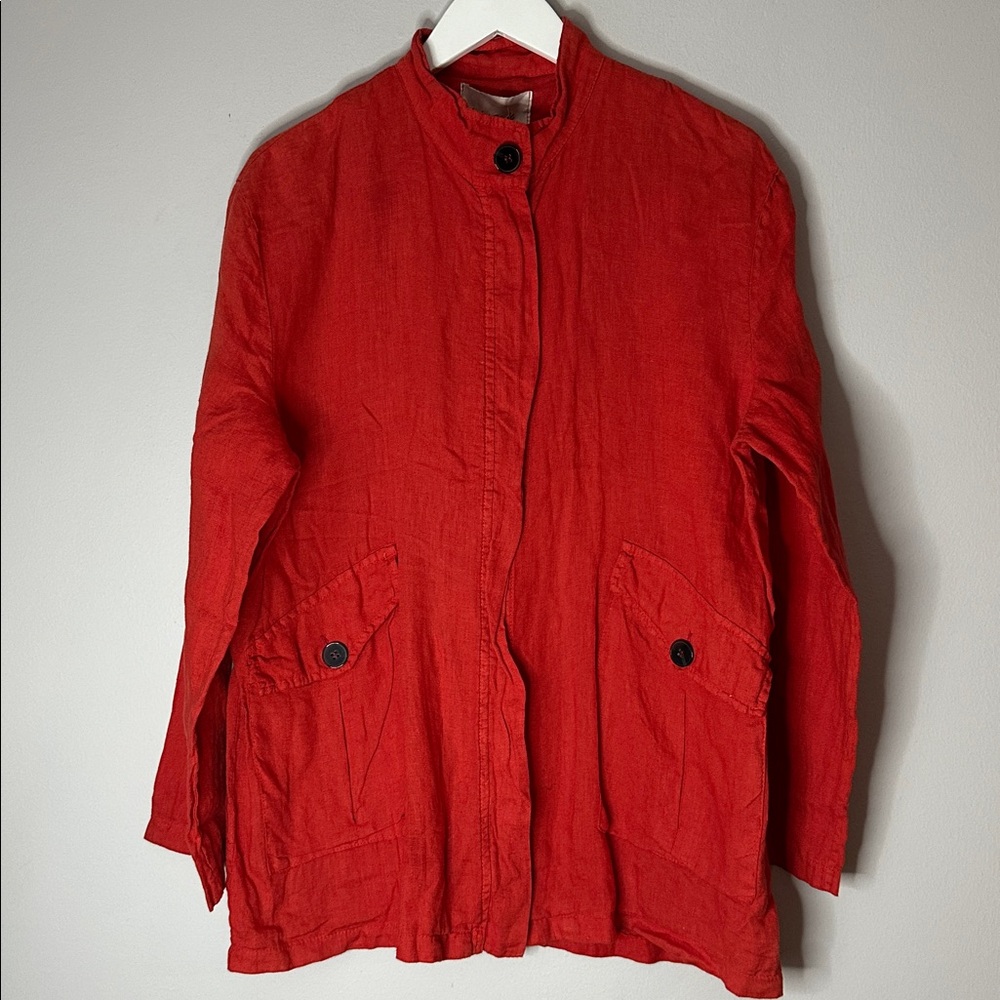 Wu’side Orange 100% Linen Button-Up Jacket size M NWT